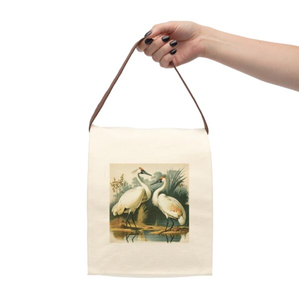 Vintage Naturalist Illustration of two Cranes Canvas Lunch Bag With Strap