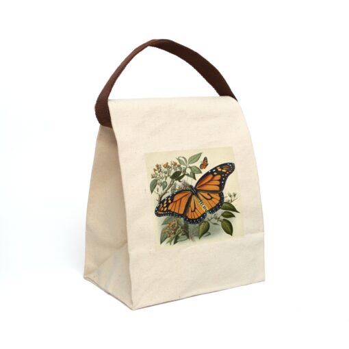Vintage Naturalist Illustration of a Monarch Butterfly Canvas Lunch Bag With Strap