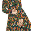 BOHO Scandinavian Chicken Rooster Folk Art Pattern Women's Long Sleeve Dance Dress - Perfect Gift for the Botanical Nature Lover