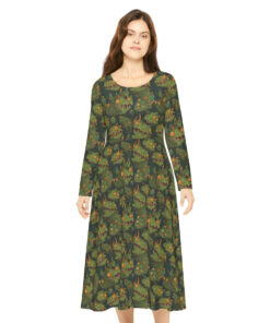 Goblincore Pattern Women’s Long Sleeve Dance Dress – Perfect Gift for the Botanical Cottagecore Aesthetic Nature Lover