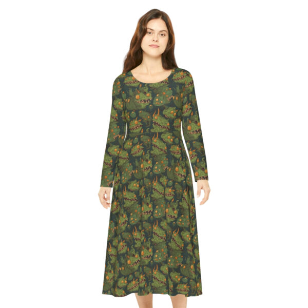 Goblincore Pattern Women’s Long Sleeve Dance Dress – Perfect Gift for the Botanical Cottagecore Aesthetic Nature Lover