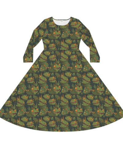 95198 64 400x480 - Goblincore Pattern Women's Long Sleeve Dance Dress - Perfect Gift for the Botanical Cottagecore Aesthetic Nature Lover
