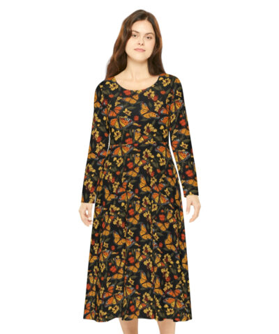 95198 91 400x480 - Monarch Butterfly Pattern Women's Long Sleeve Dance Dress - Perfect Gift for the Botanical Cottagecore Aesthetic Nature Lover