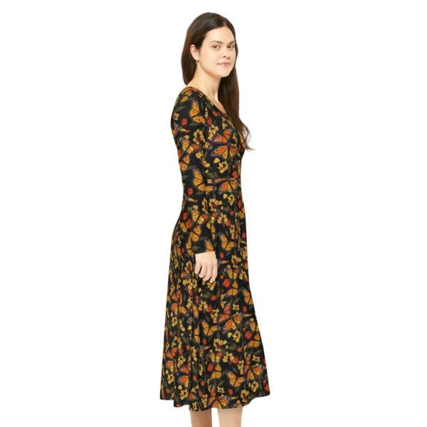 Monarch Butterfly Pattern Women’s Long Sleeve Dance Dress – Perfect Gift for the Botanical Cottagecore Aesthetic Nature Lover