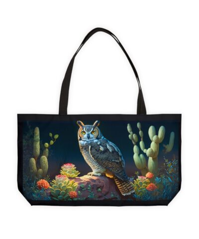Midnight Owl in a Cactus Desert Weekender Tote Bag