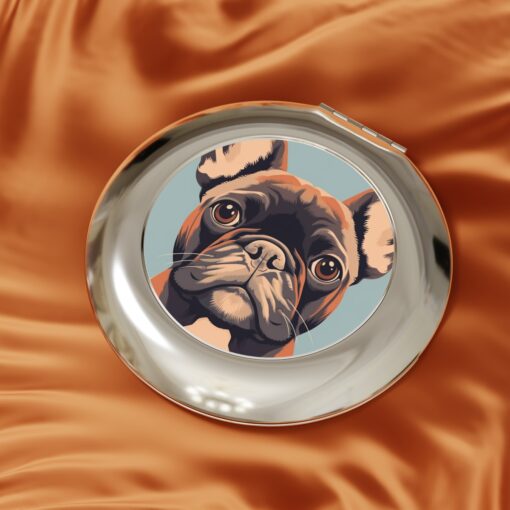 Minimalist Style French Bulldog Art Print Compact Travel Mirror