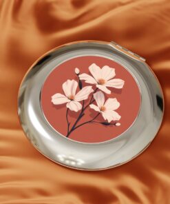 Minimalist Style Floral Art Print Compact Travel Mirror