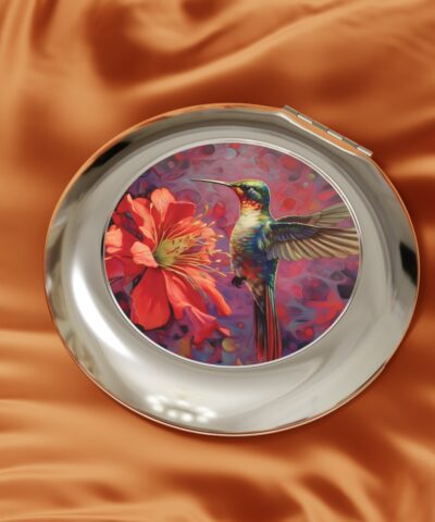 Hummingbird and Hibiscus Art Print Compact Travel Mirror