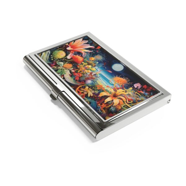 Abstract Expressionism Style Floral Art Print Business Card Holder