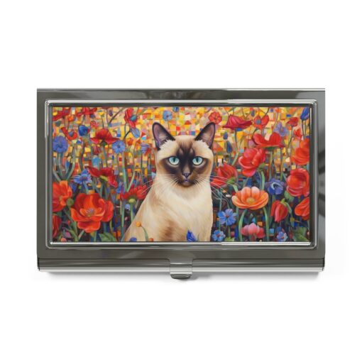Abstract Expressionism Style Siamese Cat Art Print Business Card Holder