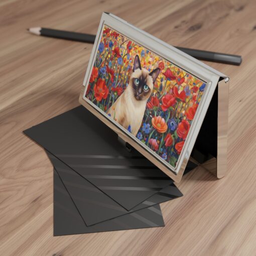 Abstract Expressionism Style Siamese Cat Art Print Business Card Holder