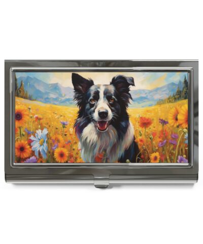 73415 144 400x480 - Abstract Expressionism Style Border Collie in Garden Business Card Holder