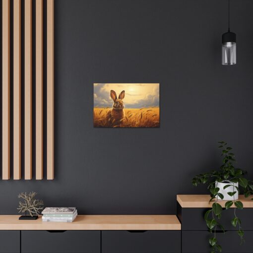 Wild Bunny Rabbit in Wheat Field Naturalism Style Oil Fine Art Print Canvas Gallery Wraps