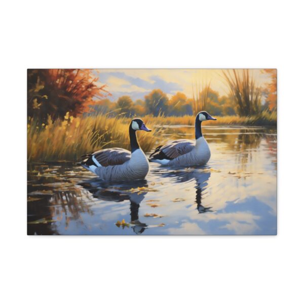 Naturalism Style Oil Painting of Canadian Geese on a Pond Fine Art Print Canvas Gallery Wraps