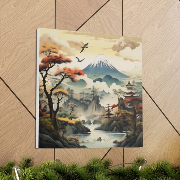 Japandi Mountain Scene Fine Art Print on Canvas Gallery Wraps