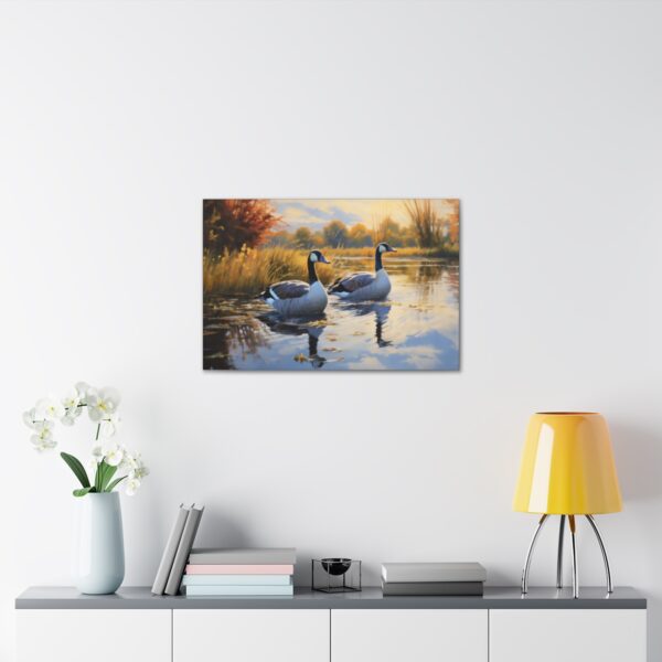 Naturalism Style Oil Painting of Canadian Geese on a Pond Fine Art Print Canvas Gallery Wraps