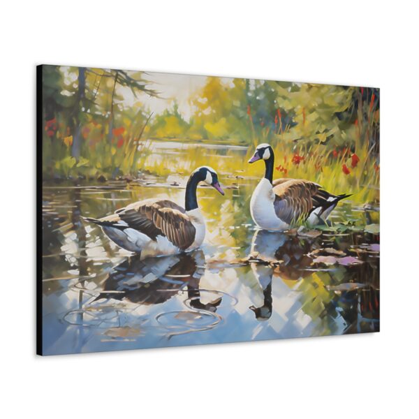 Pair of Canadian Geese Naturalism Style Oil Fine Art Print Canvas Gallery Wraps