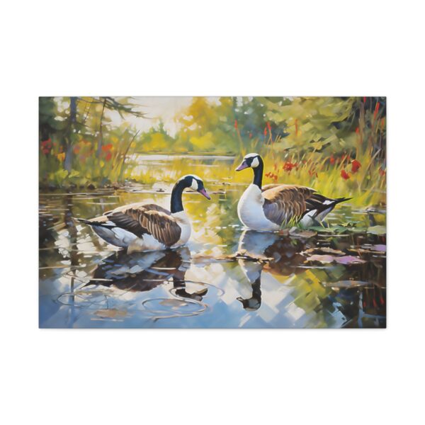 Pair of Canadian Geese Naturalism Style Oil Fine Art Print Canvas Gallery Wraps