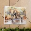 Mother Elephant with Baby Watercolor Painting - Fine Art Print Canvas Gallery Wraps