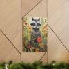 Mid-Century Modern Raccoon in Garden Canvas Gallery Wraps