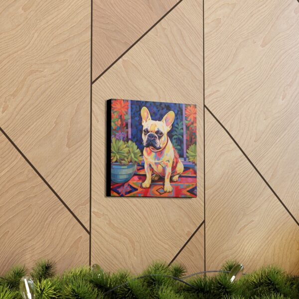 French Bulldog on Patio Scene Fine Art Print Canvas Gallery Wraps