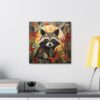 Art Deco Raccoon Portrait Canvas Wall Art - This Art Print Makes the Perfect Gift for any Nature Lover. Uplifting Decor.