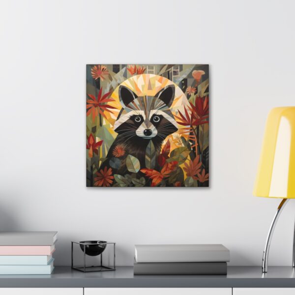 Art Deco Raccoon Portrait Canvas Wall Art – This Art Print Makes the Perfect Gift for any Nature Lover. Uplifting Decor.