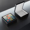 Naturism Bird among Wildflowers in Minimalist Style Art Print Jewelry Keepsake Trinkets Box