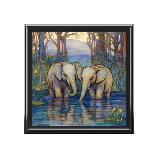 Art Nouveau Baby Elephants Fine Art Print Jewelry Keepsake Trinkets Box
