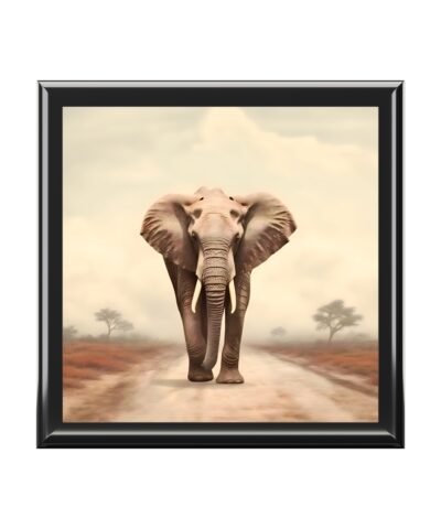 Bull Elephant Minimalism Fine Art Print Jewelry Keepsake Trinkets Box