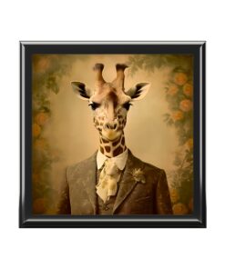 Vintage Giraffe Portrait Jewelry Keepsake Box