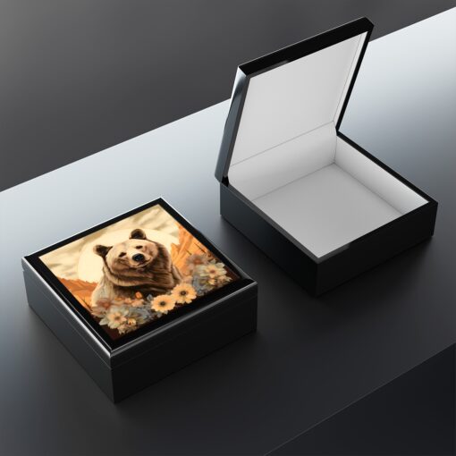 Golden Grizzley Bear Jewelry Keepsake Trinkets Box
