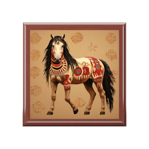 Painted Pony – Horse – Against Rawhide Jewelry Keepsake Trinkets Box