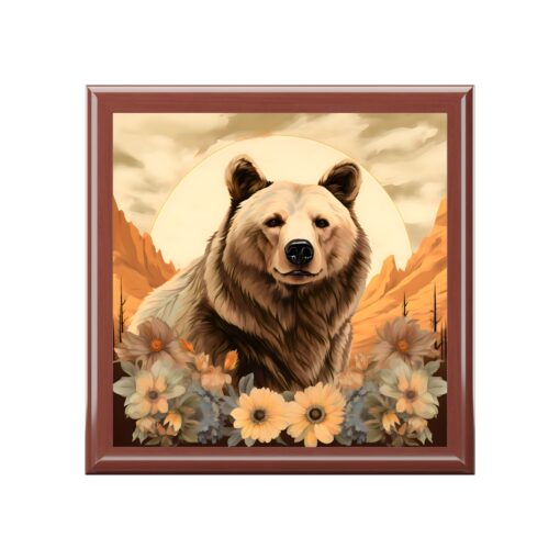 Golden Grizzley Bear Jewelry Keepsake Trinkets Box