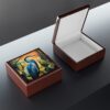 Art Deco Great Blue Heron Fine Art Print Jewelry Keepsake Trinkets Box