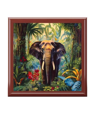Jungle Bull Elephant Seen on Safari Fine Art Print Jewelry Keepsake Trinkets Box