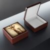 Discover Timeless Elegance: Giraffe Mother and Baby Portrait Adorns Our Exquisite Wooden Jewelry Trinket Box!