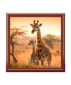 Mother Giraffe with Her Baby Jewelry Keepsake Box