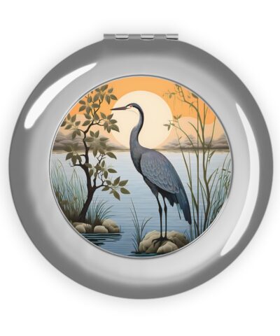 Great Blue Heron on Shore Art Print Compact Travel Mirror