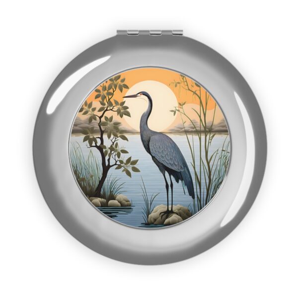 Great Blue Heron on Shore Art Print Compact Travel Mirror