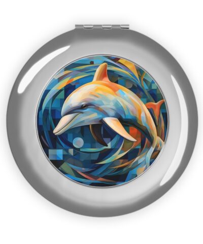 Art Deco Style Dolphin Art Print Compact Travel Mirror