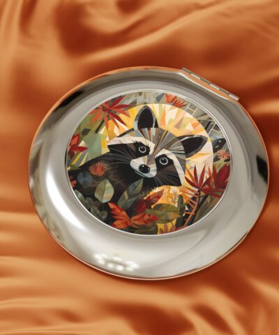 Art Deco Style Raccoon Art Print Compact Travel Mirror