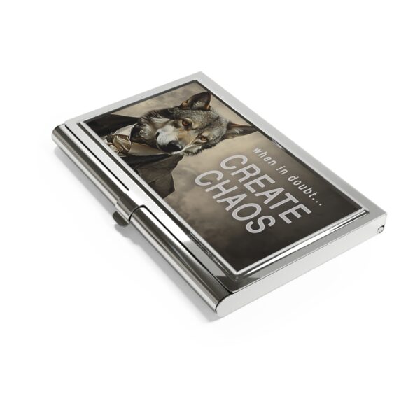 When in Doubt… Create Chaos Wolf Businessman Quote Business Card Holder