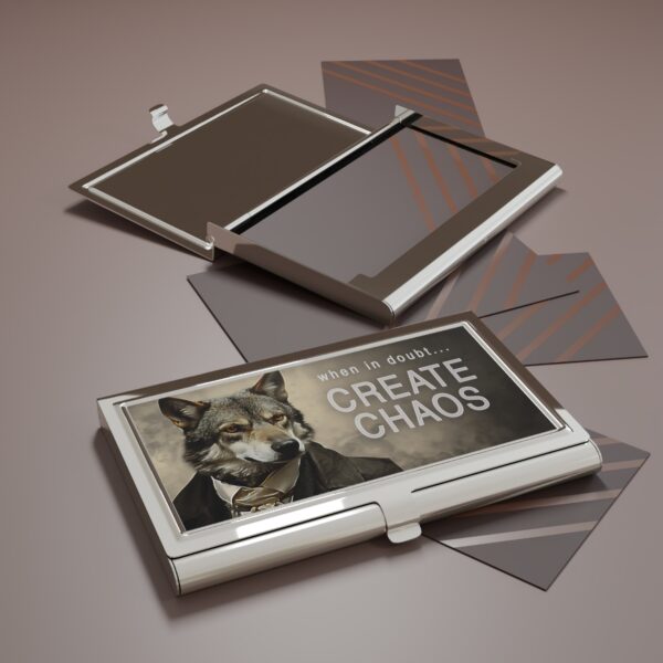 When in Doubt… Create Chaos Wolf Businessman Quote Business Card Holder