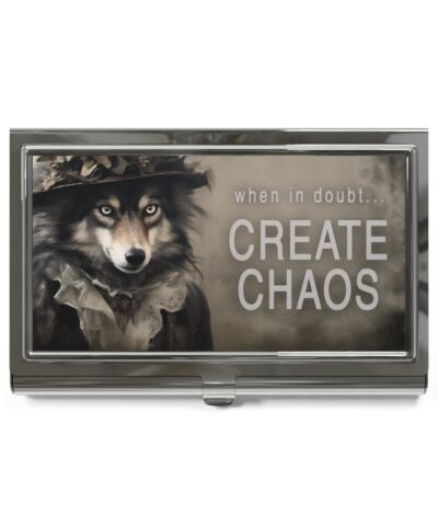 73415 30 400x480 - When in Doubt... Create Chaos Wolf Businesswoman Quote Business Card Holder
