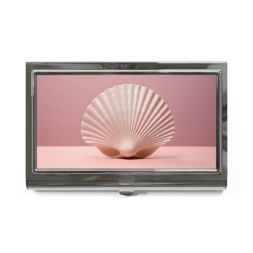 Minimalism Painting of Scallop Seashell Art Business Card Holder