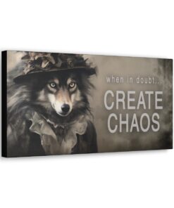 When in Doubt… Create Chaos Wolf Businesswoman Quote 20″ x 10″ Canvas Gallery Wraps
