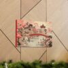 Japandi Bridge During Cherry Blossom Season Fine Art Print Canvas Gallery Wraps