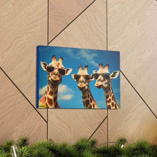 Three Giraffes on Vacation Painting –  Fine Art Print Canvas Gallery Wraps