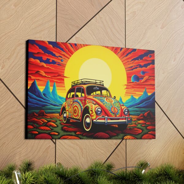 BOHO  60’s 70’s VW Bug – Volswagen Beetle – with Psychedelic Hippy Graphics Fine Art Print Canvas Gallery Wraps
